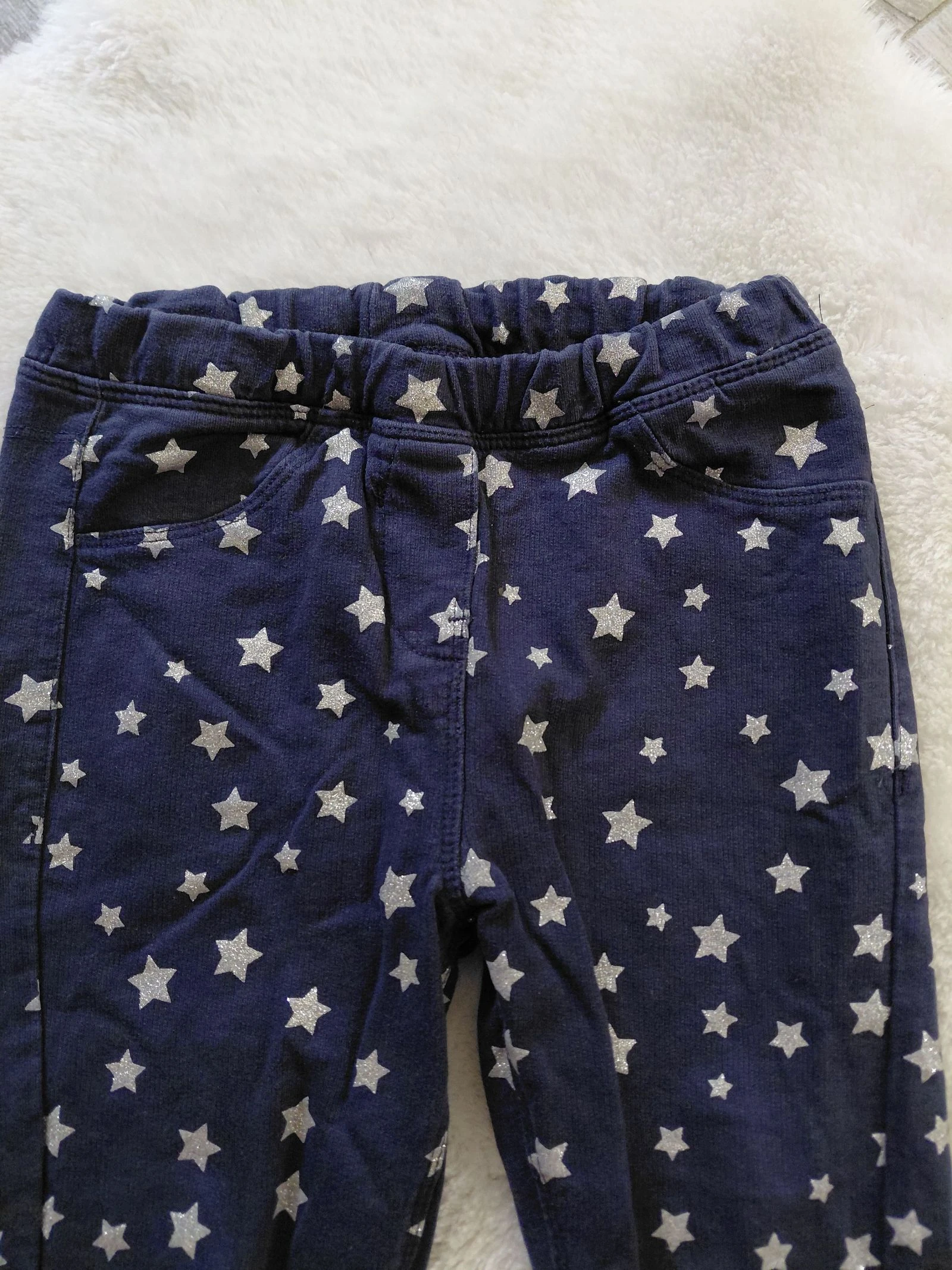 Pantalon souple bleu marine motifs étoiles argenté 4 ans – photo 3